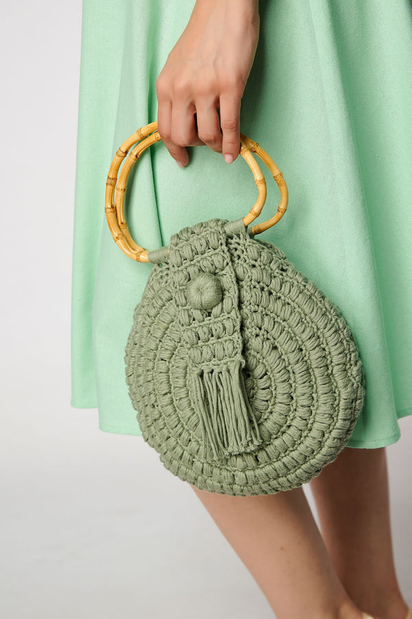 Pale green Promenade hand crocheted bag