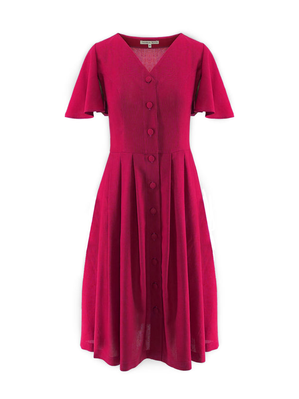 Linen dress with flared sleeves Teresa