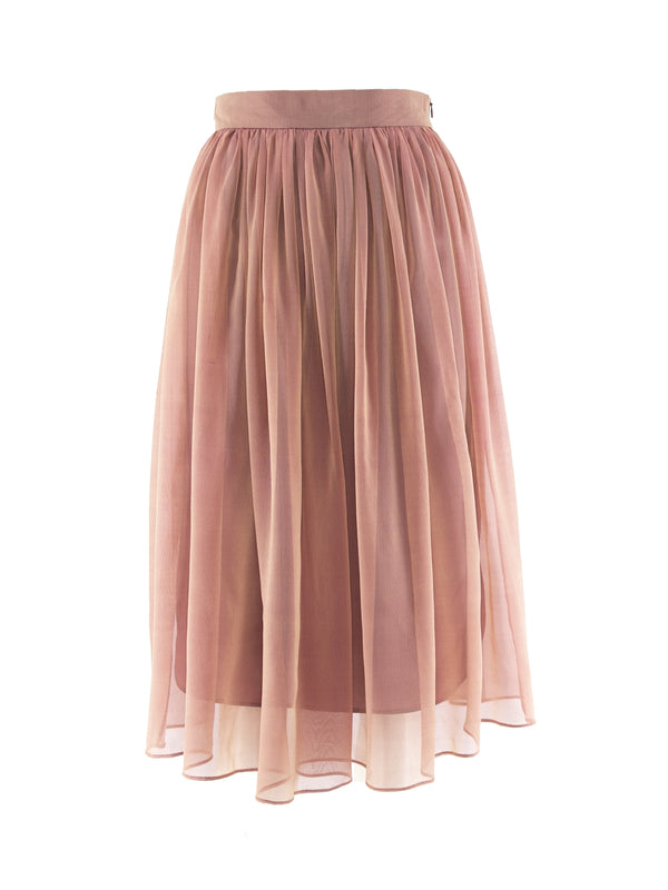 Audrina silk midi skirt