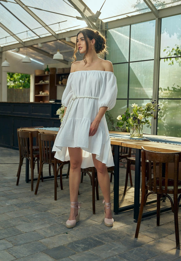 Marbella cotton muslin frill dress